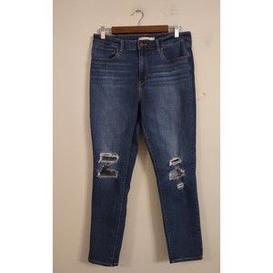 Levi's 721 High Rise Skinny Ankle Blue Distressed Denim Jeans Womens Size 31